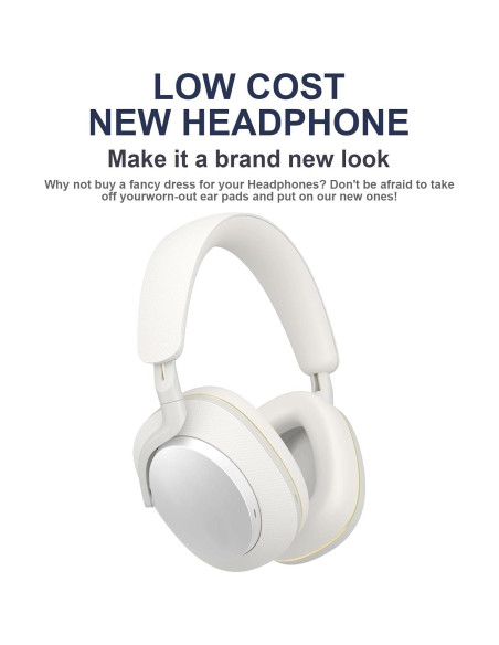 Almohadillas de Repuesto Bowers & Wilkins PX7 PX8 S2 - Espuma de Memoria y Cuero Blanco