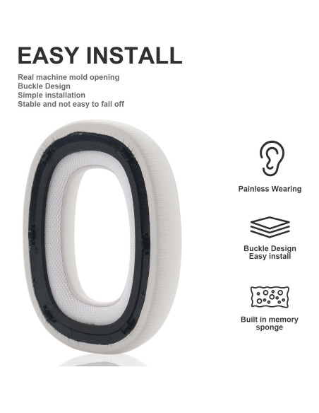 Almohadillas de Repuesto Bowers & Wilkins PX7 PX8 S2 - Espuma de Memoria y Cuero Blanco