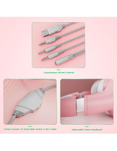 Auriculares Gaming Black Shark BS-X1 Rosa, 50mm, Cancelación Ruido 2