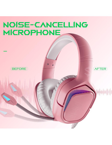 Auriculares Gaming Black Shark BS-X1 Rosa, 50mm, Cancelación Ruido