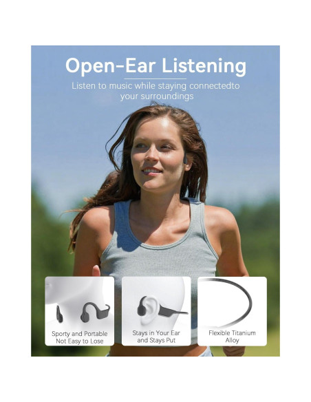 Auriculares de Conducción Ósea SANOTO Bluetooth 5.3 Impermeables