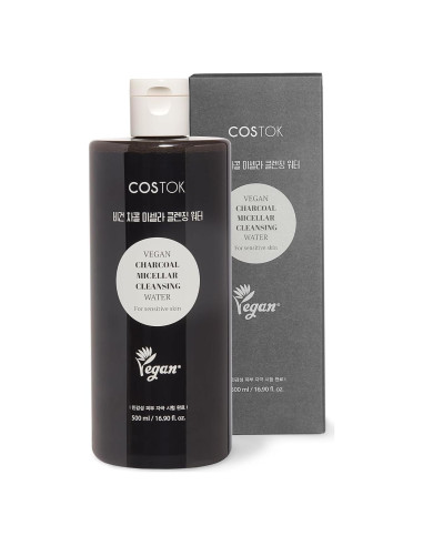 Agua Micelar Vegana COSTOK 500ml Carbón Tallo Ficus-Indica