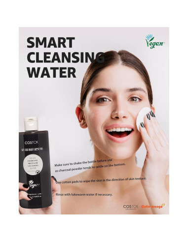 Agua Micelar Vegana COSTOK 500ml Carbón Tallo Ficus-Indica