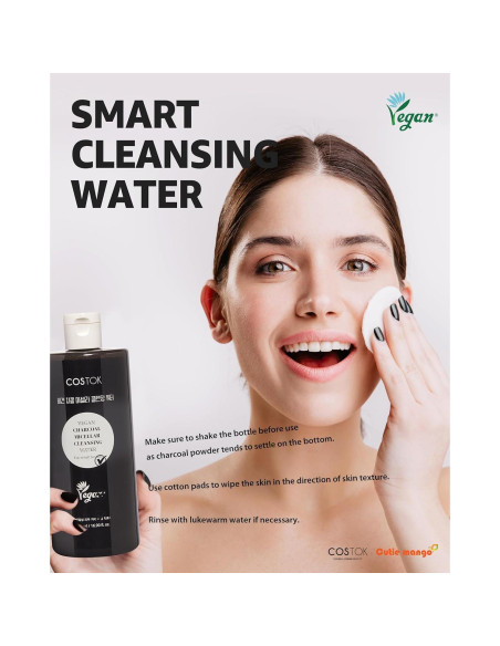 Agua Micelar Vegana COSTOK 500ml Carbón Tallo Ficus-Indica Agua Micelar Vegana COSTOK 500ml Carbón Tallo Ficus-Indica