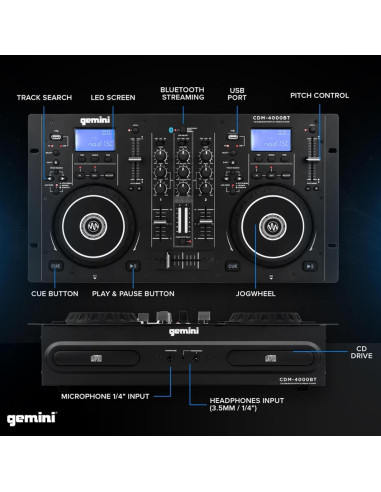 Reproductor DJ Gemini CDM-4000BT con Bluetooth y Mezclador
