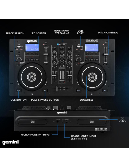 Reproductor DJ Gemini CDM-4000BT con Bluetooth y Mezclador