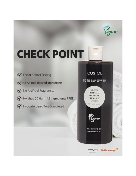 Agua Micelar Vegana COSTOK 500ml Carbón Tallo Ficus-Indica Agua Micelar Vegana COSTOK 500ml Carbón Tallo Ficus-Indica