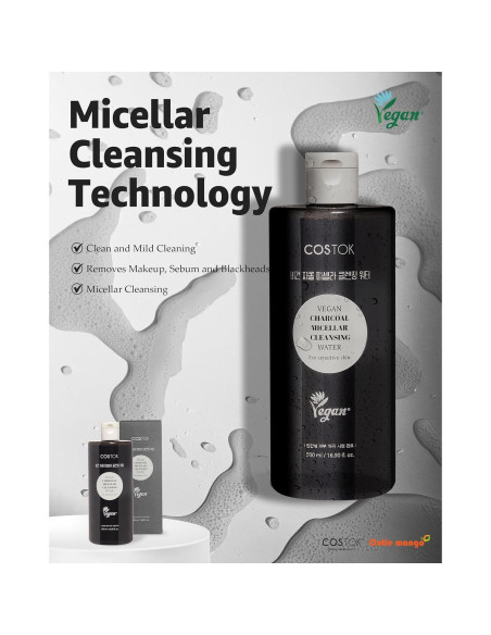 Agua Micelar Vegana COSTOK 500ml Carbón Tallo Ficus-Indica Agua Micelar Vegana COSTOK 500ml Carbón Tallo Ficus-Indica