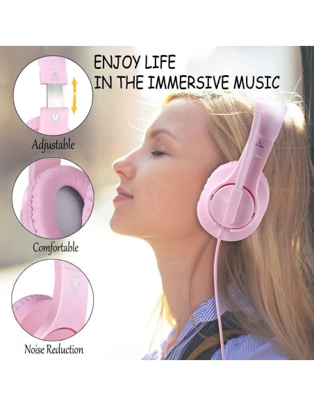 Auriculares Gaming Meedasy Rosa 40mm Aislamiento Sonido
