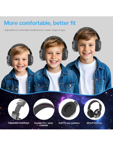 Auriculares Inalámbricos QearFun Kids Bluetooth 5.3, Plegables, 30h Batería