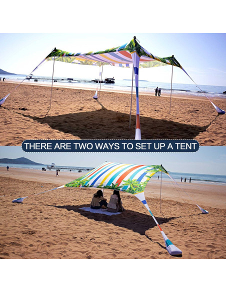 Carpa de Playa SUNWISHA 3x3m con Sombra UPF 50+ y 4 Postes Carpa de Playa SUNWISHA 3x3m con Sombra UPF 50+ y 4 Postes