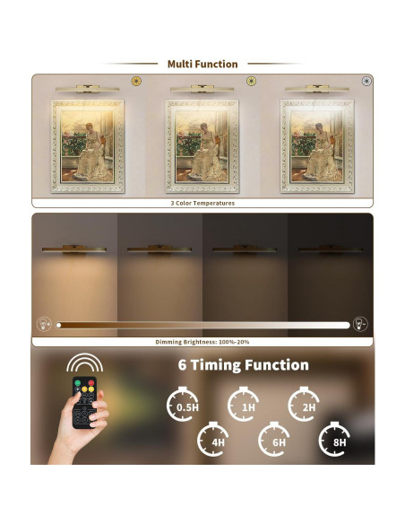 Luz de Imagen Inalámbrica Joosenhouse 39.05 cm Regulable Bronce Luz de Imagen Inalámbrica Joosenhouse 39.05 cm Regulable Bronce