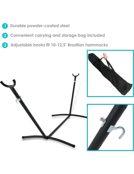 Soporte de Hamaca Portátil Sunnydaze de Acero Negro 181 kg