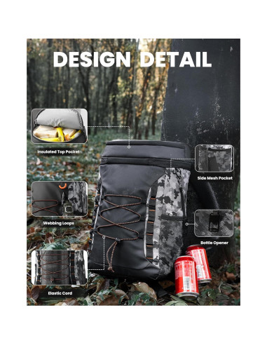 Mochila Térmica OutdoorMaster 21L Aislada Negra para Camping