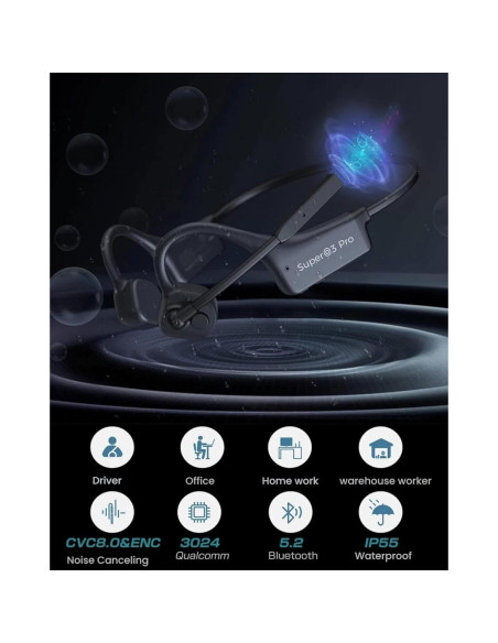 Auriculares Bluetooth Conducción Ósea SuperQ3-Pro con Micrófono