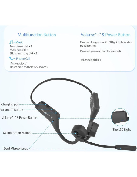 Auriculares Bluetooth Conducción Ósea SuperQ3-Pro con Micrófono