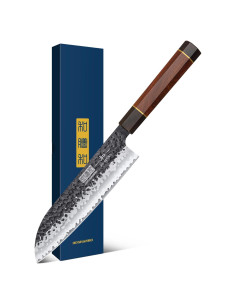 Cuchillo Santoku HOSHANHO 7" Acero Alto Carbono Madera Rosa