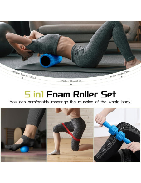 Juego de Rodillos de Espuma 5 en 1 Krightlink para Masaje Muscular