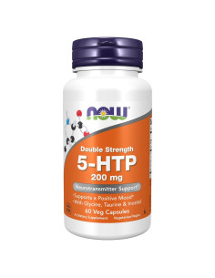 Suplemento 5-HTP NOW Foods Doble Fuerza 200 mg 60 Cápsulas Veganas