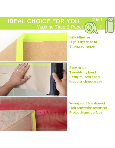 Papel de Enmascarar Pre-Adhesivo Fuzhou 15cm x 15m - 4 Rollos