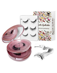 Pestañas Magnéticas Reutilizables DeraNnxy - Polvo Dorado