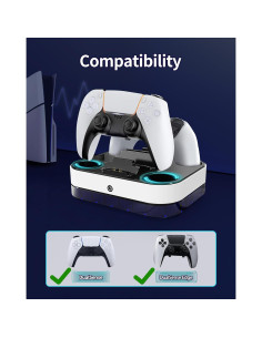 Estación de Carga Rápida Doble Gilongoo PS5 con Luces RGB 2