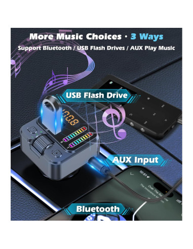 Adaptador Bluetooth 5.3 para Coche con Carga Rápida 42W