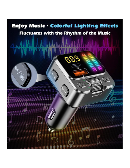 Adaptador Bluetooth 5.3 para Coche con Carga Rápida 42W
