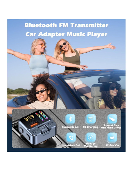 Adaptador Bluetooth 5.3 para Coche con Carga Rápida 42W