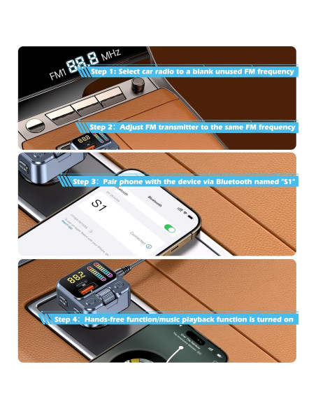 Adaptador Bluetooth 5.3 para Coche con Carga Rápida 42W