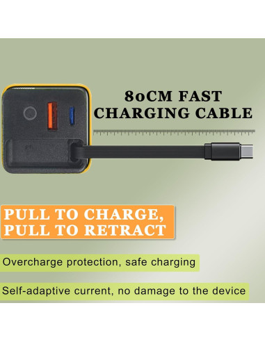 Cargador Gan 3 en 1 YAQIMIYA 80W Rápido USB-C y 2 Puertos