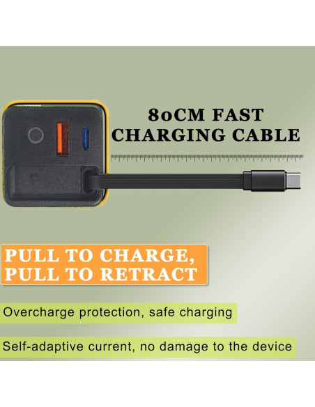 Cargador Gan 3 en 1 YAQIMIYA 80W Rápido USB-C y 2 Puertos