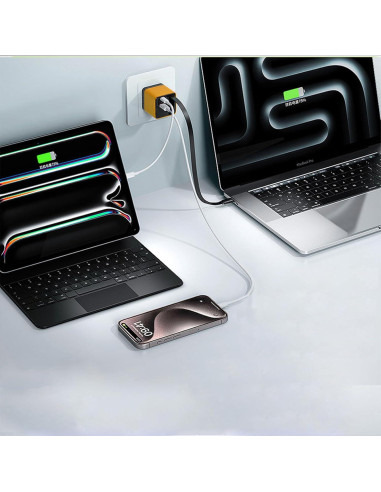 Cargador Gan 3 en 1 YAQIMIYA 80W Rápido USB-C y 2 Puertos
