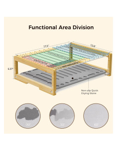 Alfombrilla de Secado de Platos Wealone con Estante Acero Inoxidable 2