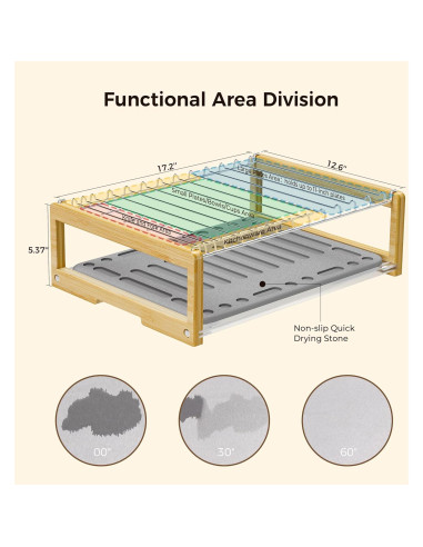 Alfombrilla de Secado de Platos Wealone con Estante Acero Inoxidable