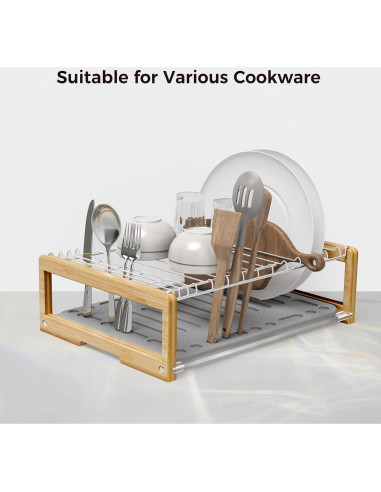Alfombrilla de Secado de Platos Wealone con Estante Acero Inoxidable