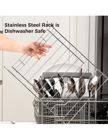 Alfombrilla de Secado de Platos Wealone con Estante Acero Inoxidable