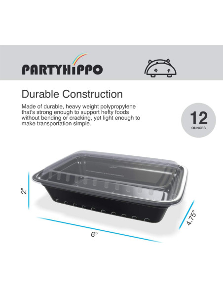 Contenedores de Comida PARTYHIPPO 12oz Paquete de 12 BPA Libre