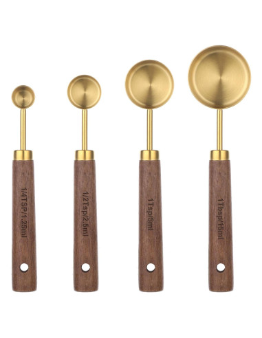 Juego de 4 Cucharas y Tazas Medidoras Doradas JJUNW