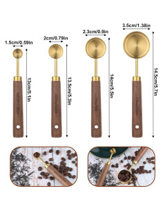 Juego de 4 Cucharas y Tazas Medidoras Doradas JJUNW 2