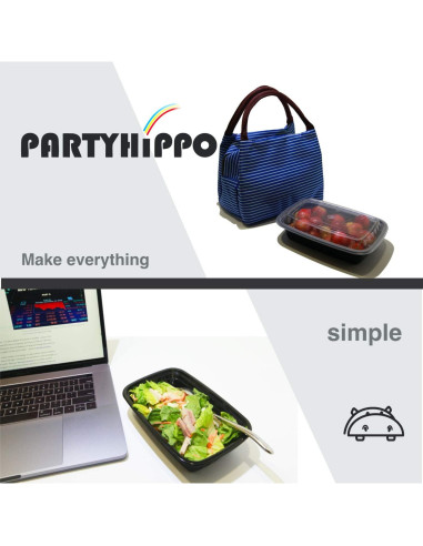 Contenedores de Comida PARTYHIPPO 12oz Paquete de 12 BPA Libre