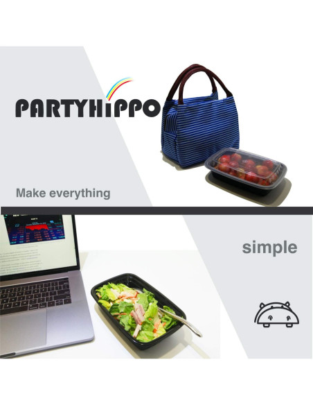 Contenedores de Comida PARTYHIPPO 12oz Paquete de 12 BPA Libre