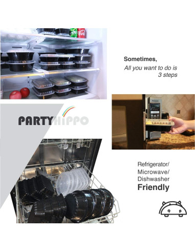 Contenedores de Comida PARTYHIPPO 12oz Paquete de 12 BPA Libre