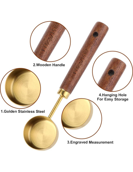 Juego de 4 Cucharas y Tazas Medidoras Doradas JJUNW