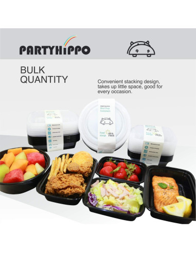 Contenedores de Comida PARTYHIPPO 12oz Paquete de 12 BPA Libre