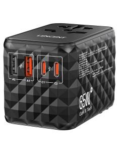 Adaptador de Viaje Universal LENCENT 65W 4 Puertos USB-C y A