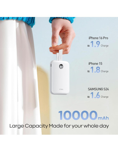 Batería Portátil Inalámbrica iWALK 10000mAh 30W Qi2 LED
