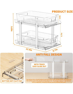 Organizador Bajo Fregadero Yieach 2 Niveles 24.9 cm Claro 2