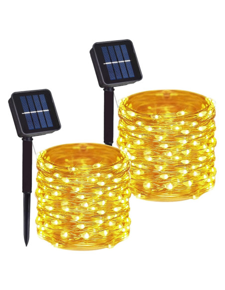 Luces de Cuerda Solares DAYLIGHTIR 20M 200 LED 8 Modos Blanco Cálido