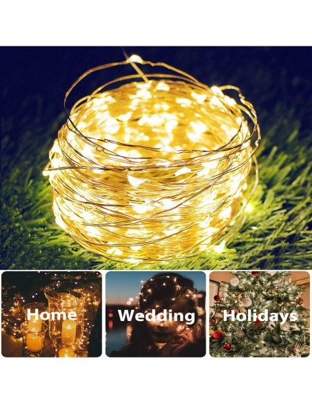 Luces de Cuerda Solares DAYLIGHTIR 20M 200 LED 8 Modos Blanco Cálido